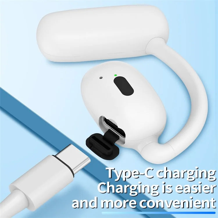 V21 Single Ear Rotating Hook Earphone OWS Bluetooth 5.4 Stereo Headphone