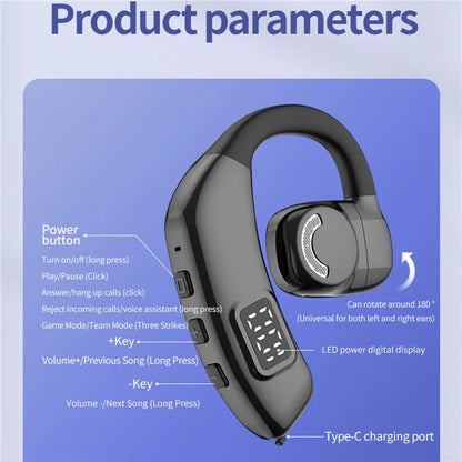 X30 Bluetooth 5.4 Single Ear Business Headphone Wireless Hook Earphone