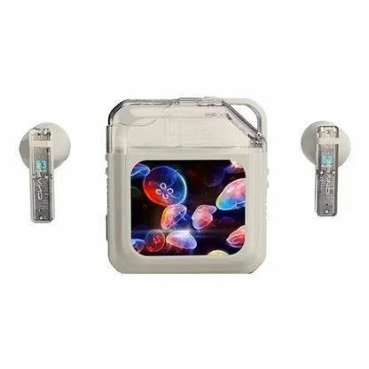 S10 Semi-in-ear Bluetooth Earphones with LED Full Color Touch Screen Charging Case, English Version
