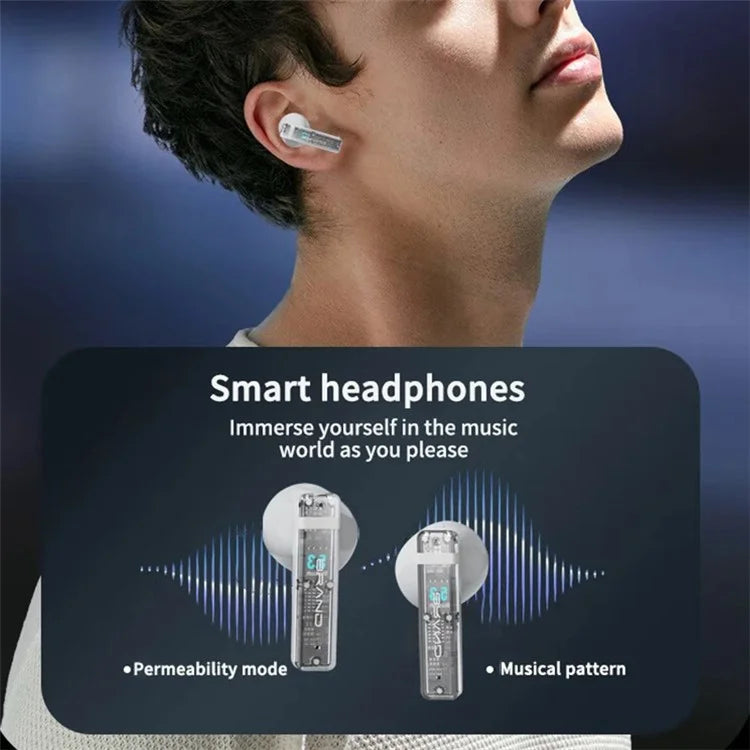 S10 Semi-in-ear Bluetooth Earphones with LED Full Color Touch Screen Charging Case, English Version