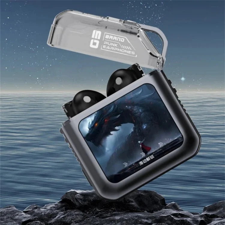 S10 Semi-in-ear Bluetooth Earphones with LED Full Color Touch Screen Charging Case, English Version
