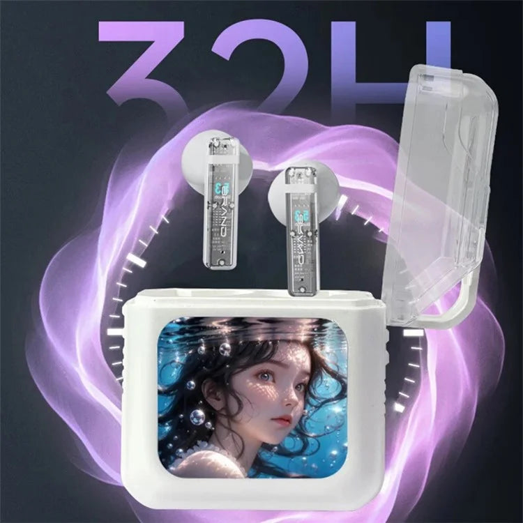 S10 Semi-in-ear Bluetooth Earphones with LED Full Color Touch Screen Charging Case, English Version