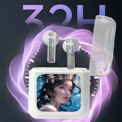 S10 Semi-in-ear Bluetooth Earphones with LED Full Color Touch Screen Charging Case, English Version
