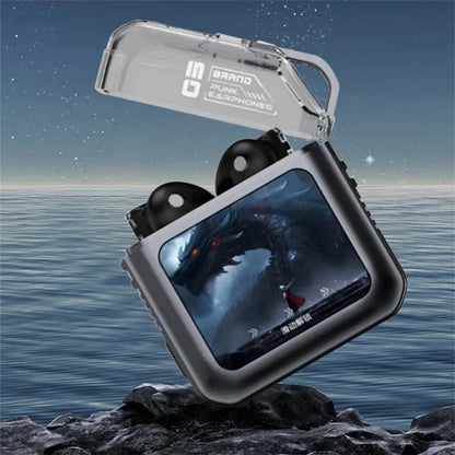 S10 Semi-in-ear Bluetooth Earphones with LED Full Color Touch Screen Charging Case, English Version