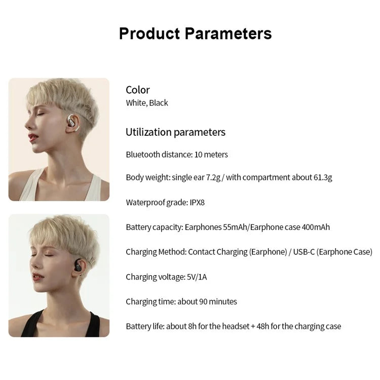 XUNDD W002 ENC Noise Reduction Bluetooth Earhook Earbuds Open Ear Earphone
