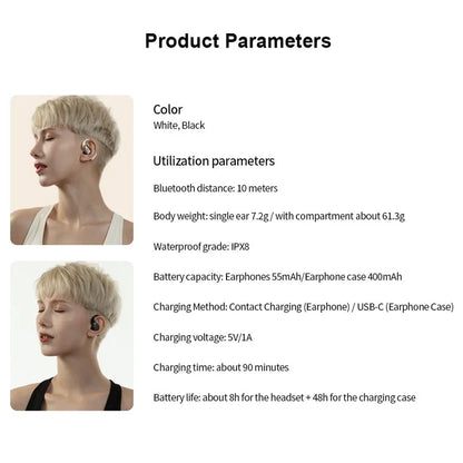 XUNDD W002 ENC Noise Reduction Bluetooth Earhook Earbuds Open Ear Earphone