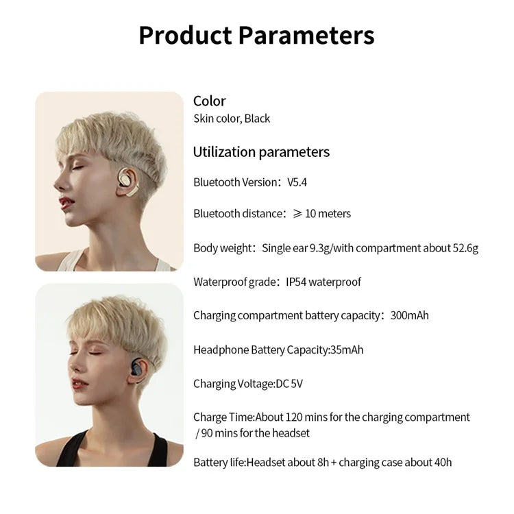 XUNDD W004 1 Pair OWS Headset Bluetooth Earphone Open-Ear Wireless Headphone (Button Control)