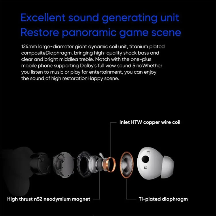 ONEPLUS Ace (E508A) TWS Bluetooth Headset Noise Canceling Gaming Music Earphone