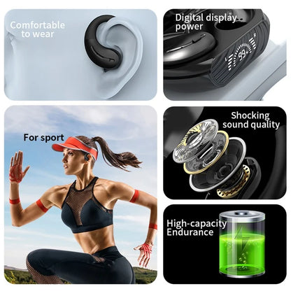 A8 1 Pair Wireless Earbuds Running Bluetooth 5.3 Headphones with Ear Hooks LED Display