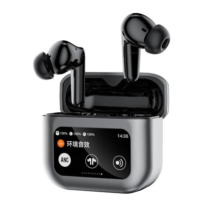 YYK-Q30 TWS Bluetooth 5.4 Earphone ANC Noise Reduction Wireless Headset with Touch Screen Charging Case