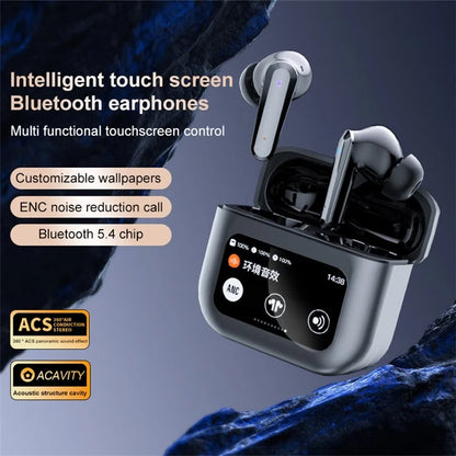 YYK-Q30 TWS Bluetooth 5.4 Earphone ANC Noise Reduction Wireless Headset with Touch Screen Charging Case