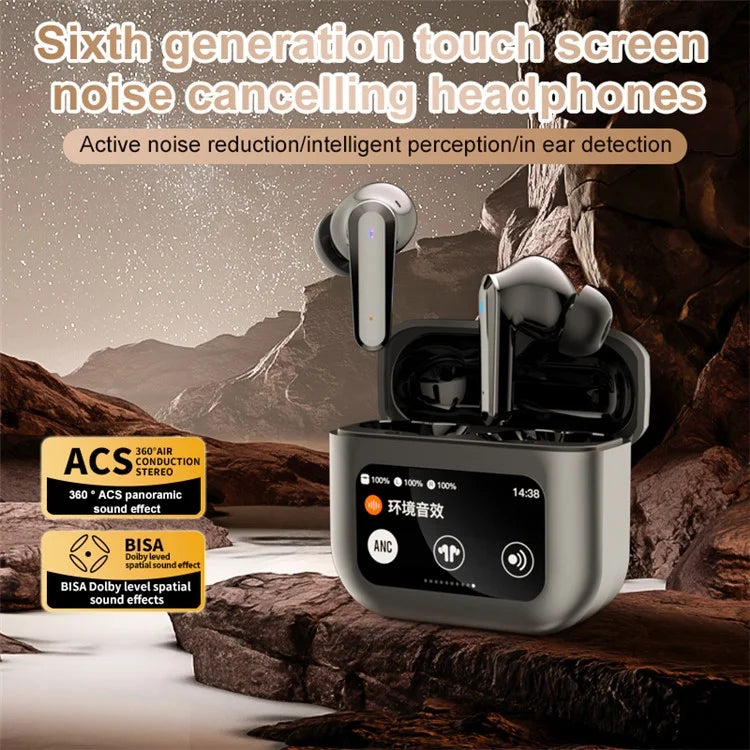 YYK-Q30 TWS Bluetooth 5.4 Earphone ANC Noise Reduction Wireless Headset with Touch Screen Charging Case