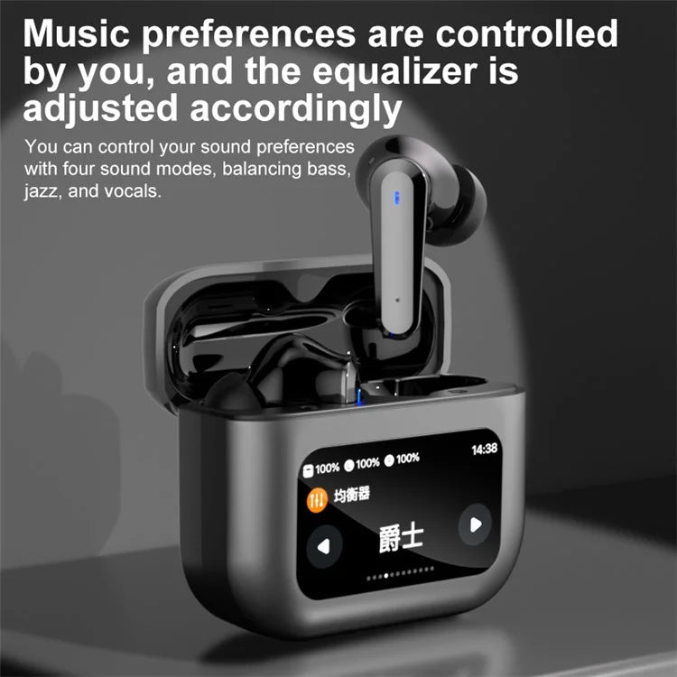 YYK-Q30 TWS Bluetooth 5.4 Earphone ANC Noise Reduction Wireless Headset with Touch Screen Charging Case