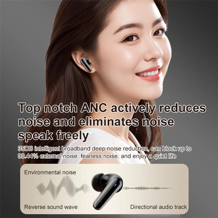 YYK-Q30 TWS Bluetooth 5.4 Earphone ANC Noise Reduction Wireless Headset with Touch Screen Charging Case