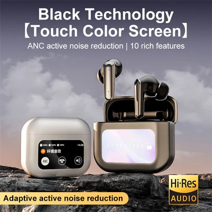 YYK-Q30 TWS Bluetooth 5.4 Earphone ANC Noise Reduction Wireless Headset with Touch Screen Charging Case