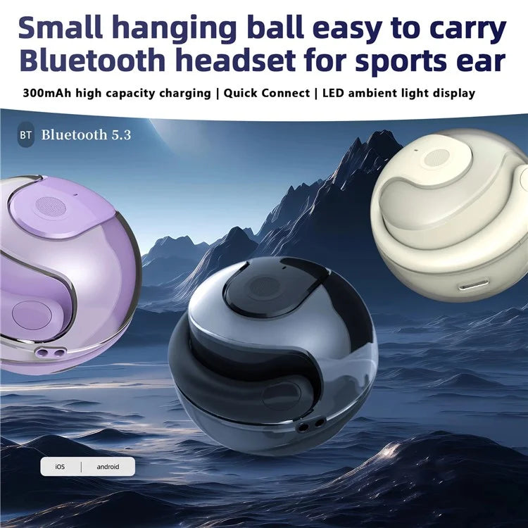 Coconut Ball Design TWS Bluetooth Earphone Bone Conduction Ear Hanging Stereo Music Headset