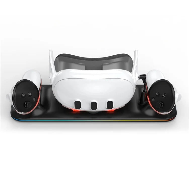 Charger Station for Meta Quest 3 VR Headset and Double Controller Charging Dock