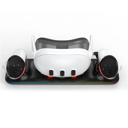 Charger Station for Meta Quest 3 VR Headset and Double Controller Charging Dock