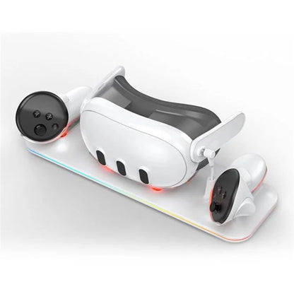 Charger Station for Meta Quest 3 VR Headset and Double Controller Charging Dock