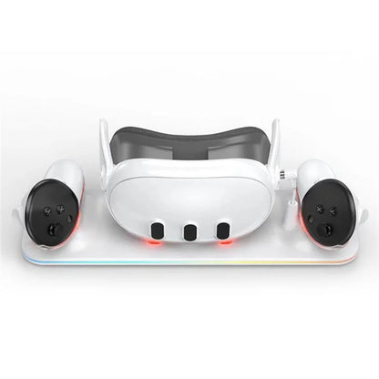 Charger Station for Meta Quest 3 VR Headset and Double Controller Charging Dock