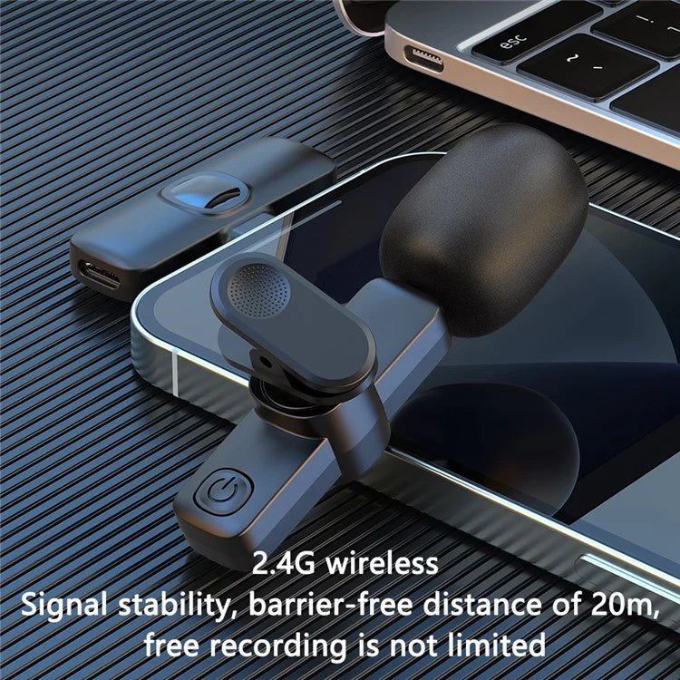 J1 Noise Reduction 2.4G Wireless Lavalier Microphone System 2 Mic + 1 Receiver