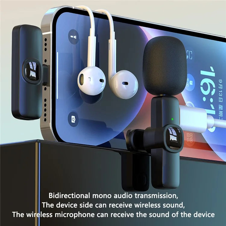 J1 Noise Reduction 2.4G Wireless Lavalier Microphone System 2 Mic + 1 Receiver
