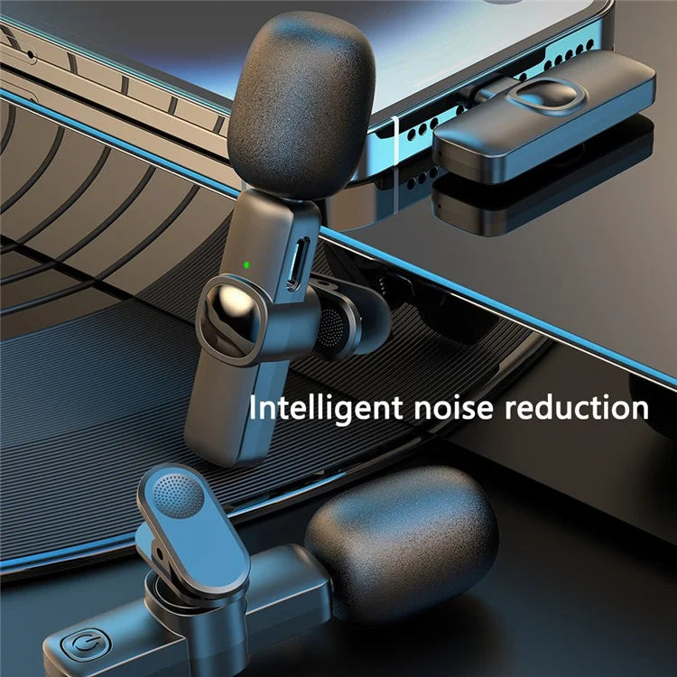 J1 Noise Reduction 2.4G Wireless Lavalier Microphone System 2 Mic + 1 Receiver