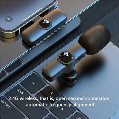 J1 Noise Reduction 2.4G Wireless Lavalier Microphone System 2 Mic + 1 Receiver