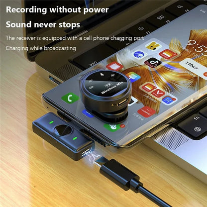 J6 Outdoor Live Streaming Noise Reduction Wireless 2.4G Lavalier Microphone, 2 Mic + 1 Receiver