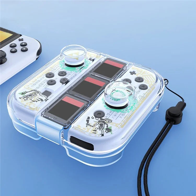 For Nintendo Switch Joy-Con Storage Case Dust-Proof Clear PC Protective Box with Lanyard