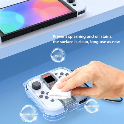 For Nintendo Switch Joy-Con Storage Case Dust-Proof Clear PC Protective Box with Lanyard