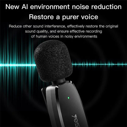 YESIDO KR15 Low Latency Wireless Lavalier Microphone iP / Type-C / 3.5mm Receiver + 2 Transmitter Mic Set