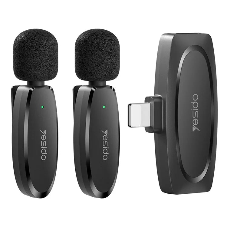 YESIDO KR14 iOS Plug Mini Recording Mic for iPhone Wireless Lavalier Microphone  (2 Transmitters + 1 Receiver)