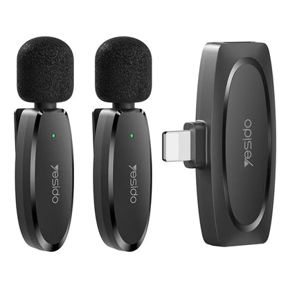 YESIDO KR14 iOS Plug Mini Recording Mic for iPhone Wireless Lavalier Microphone  (2 Transmitters + 1 Receiver)