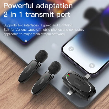 YESIDO KR14 iOS Plug Mini Recording Mic for iPhone Wireless Lavalier Microphone  (2 Transmitters + 1 Receiver)