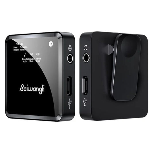 BAIWANGLI SX39 Live Broadcast Wireless Microphone Noise Reduction Lavalier Mic for iPhone, 1 Transmitter + 1 Receiver