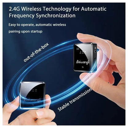 BAIWANGLI SX39 Lavalier Mic for iPhone Live Broadcast Noise Reduction Wireless Microphone, 2 Transmitter + 1 Receiver