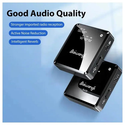 BAIWANGLI SX39 Lavalier Mic for iPhone Live Broadcast Noise Reduction Wireless Microphone, 2 Transmitter + 1 Receiver