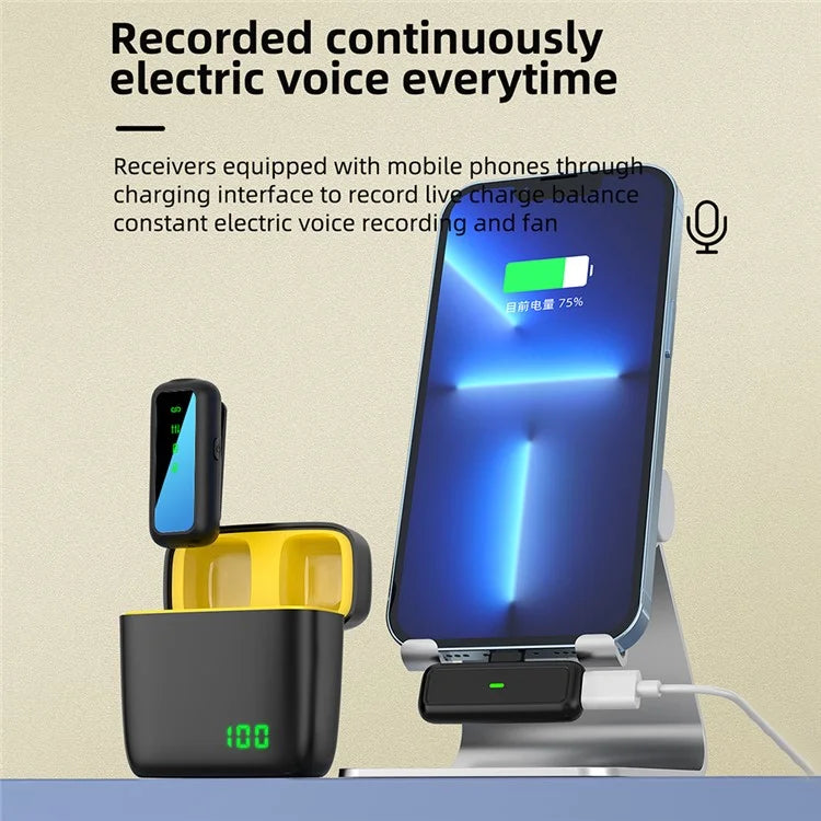 SX6 Digital Display Microphone Set with iP Receiver Radio Recording Wireless Lavalier Microphone