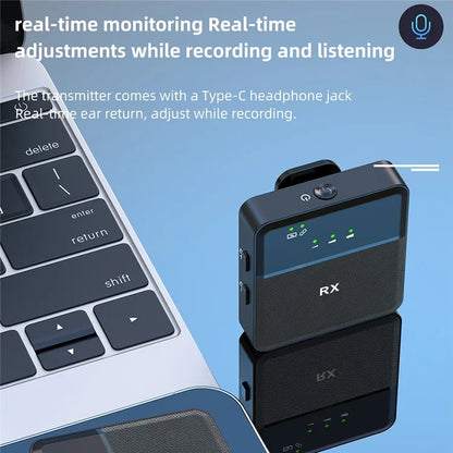 SX9 For Type-C Noise Reduction Clip On Lapel Mic Wireless Lavalier Microphone System, 1 Transmitter + 1 Receiver