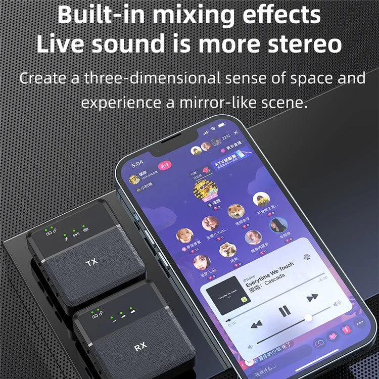 SX9 For iPhone Wireless Lavalier Microphone System Voice Recording Clip-on Mic, 1 Transmitter + 1 Receiver