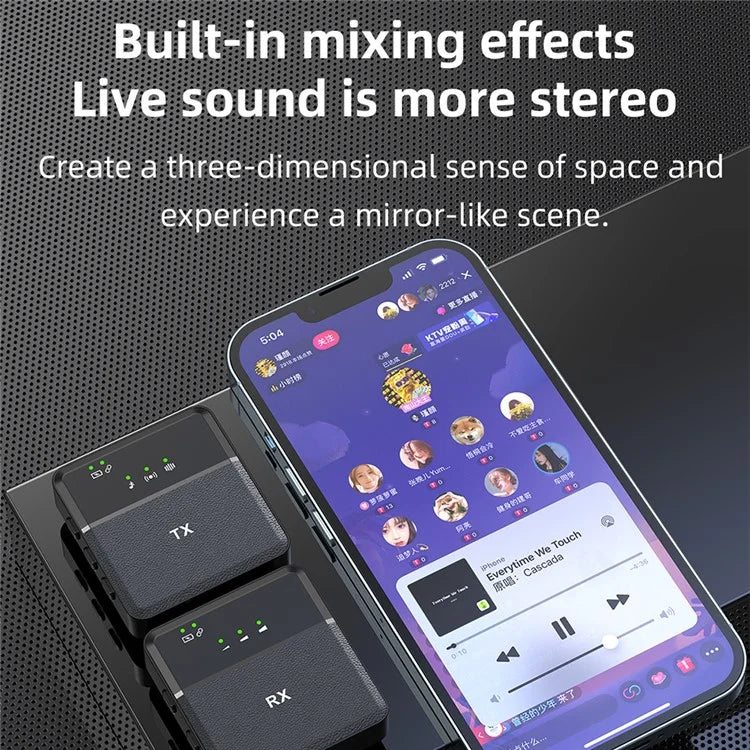 SX9 For Type-C Clip On Lapel Mic Live Broadcast Wireless Lavalier Microphone System, 2 Transmitter + 1 Receiver