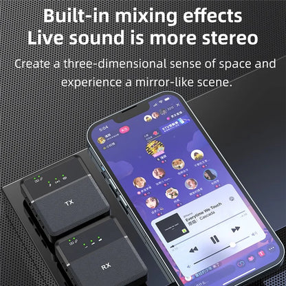 SX9 For Type-C Clip On Lapel Mic Live Broadcast Wireless Lavalier Microphone System, 2 Transmitter + 1 Receiver