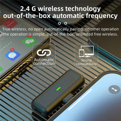SX5 iOS Wireless Lavalier Microphone Cordless Lapel Clip-on Mic with Digital Display Charging Bin for iPhone