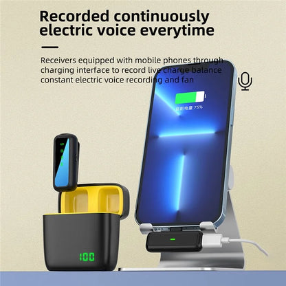 SX5 iOS Wireless Lavalier Microphone Cordless Lapel Clip-on Mic with Digital Display Charging Bin for iPhone