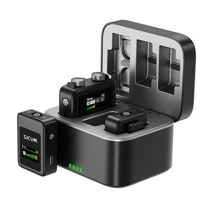 SJCAM M1 Wireless Lavalier Microphone, 1 Transmitter+2 Receivers Mic Set with Charging Case