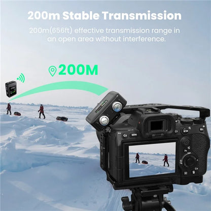 SJCAM M1 Wireless Lavalier Microphone, 1 Transmitter+2 Receivers Mic Set with Charging Case