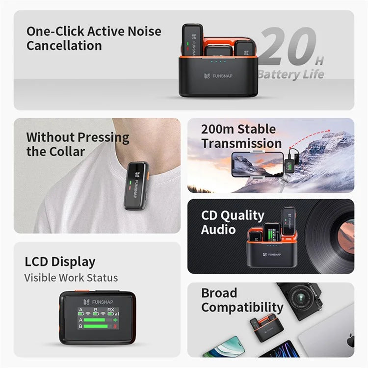 XIAOMIYOUPIN FUNSNAP M6 Wireless Lavalier Microphone Kit
