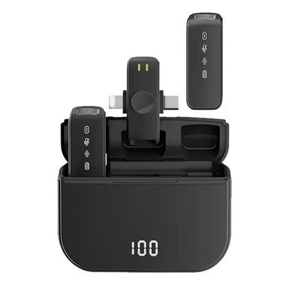 H61 Wireless Lavalier Microphone with Charging Compartment, 1 Transmitter+2 Receiver