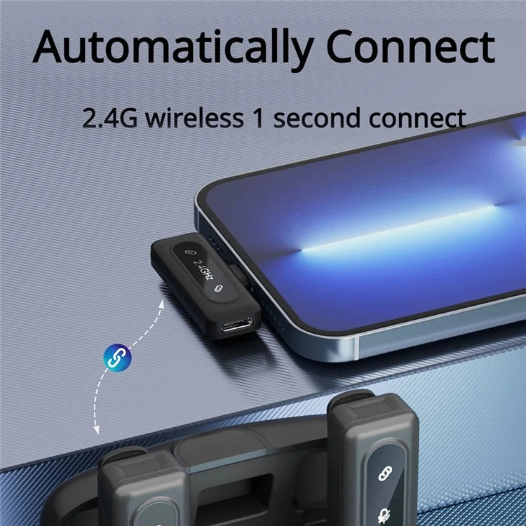 J50 Vlogging Wireless Noise Canceling Microphone Lavalier Mic (2 Microphones+1 Receiver)